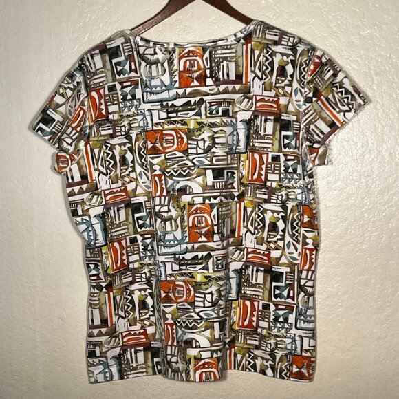 Zenergy By Chico’s Size 3 (US XL 16) Multicolor Abstract Crew Short-sleeve Top - Picture 3 of 14